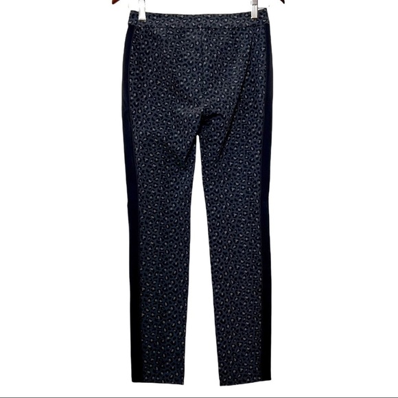 NWT REBECCA TAYLOR Leopard Print Zip Detail Tuxedo Stripe Slim Trouser Pant 0 - Picture 4 of 6
